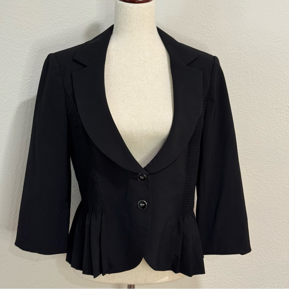 White House Black Market Black Tailored Peplum Blazer Size 10 NWOT